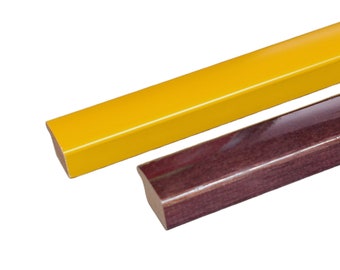 Solid wood picture frame in the colors Aubergine Dark High Gloss Yellow Matt available in many sizes