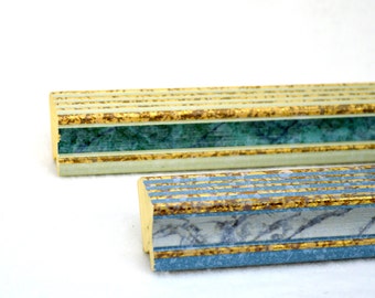Solid wood picture frame in the colors turquoise marble gold petrol cream available in many sizes