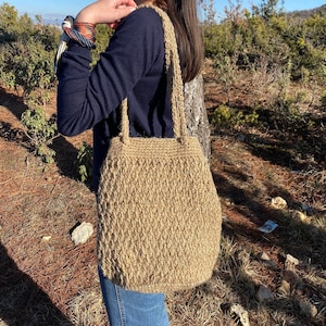 Straw Casual Jute Bag, Jute Shopping Bag, Crochet Beach Bag, Retro Bag, Crochet Jute Bag, Crochet Jute Purse,  Crochet Jute Market Bag