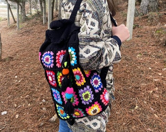 Crochet Backpack, Cute Backpack, Handmade Backpack, Small Backpack Purse, Aesthetic Backpack, Afghan Crochet, Boho Backpack, Hippie Backpack