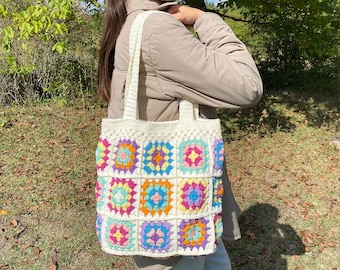 Granny Square Bag, Crochet Bag Afghan, Crochet Purse, Retro Bag, Hippie Bag, Gift for Her, Boho Bag, Vintage Style, Bag For Women