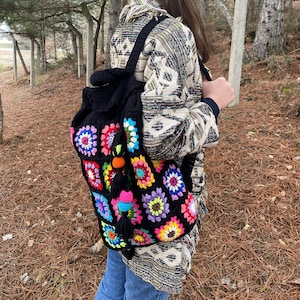 Gehäkelter Rucksack, süßer Rucksack, kleiner Rucksack, ästhetischer Rucksack, afghanischer häkeln, Boho Rucksack, Hippie Rucksack