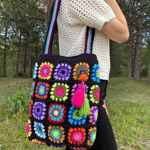 Granny Square Bag, Crochet Bag Afghan, Crochet Purse, Retro Bag, Hippie ...