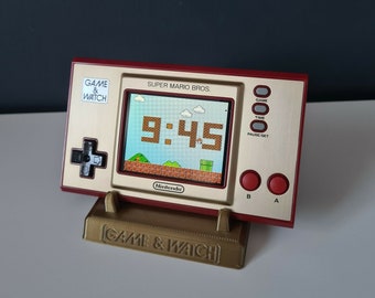 Nintendo GAME & WATCH Super Mario Bros 35th Anniversary 3D Printed Stand in GOLD