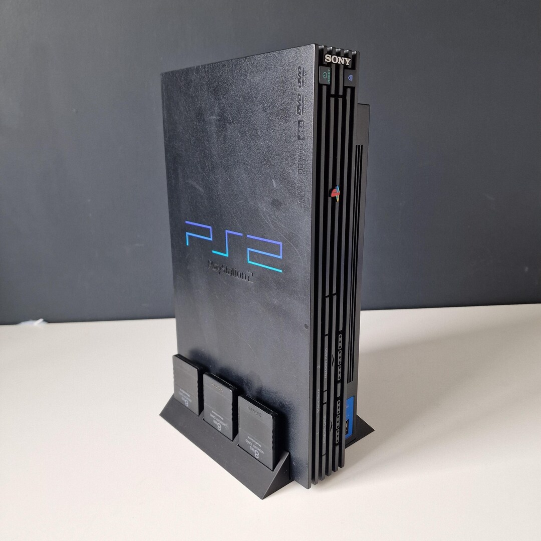 Ps2 Large Playstation 2 Vertical Stand PS2 Fat Original Console With 6 Memory ...