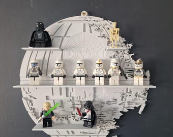 Estante colgante de pared con forma de Estrella de la Muerte de Star Wars para minifiguras de Lego Star Wars o figuras Funko Bitty Pop de Star Wars.