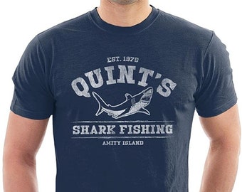 Quint's Shark Fishing Movie T-Shirt, Men's Fun Comedy Shirts Unisex Style 100% Cotton Adults & Kids Novelty Shirt