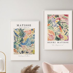 Matisse Print set of 2,High Quality Paper,Henri Matisse art Exhibition Poster,Gallery Wall Art Set Matisse Artwork,Pink Matisse Poster S0050