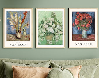 Set of 3 Van Gogh Print, Flower Print, Landscape Print, Van Gogh Poster, Museum Exhibition Poster,Van Gogh Paintings, Modern Home DecorS0271