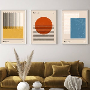 Bauhaus Set of 3 Exhibition Posters,Bauhaus Art Print,Museum Poster,Gallery exhibition poster,Retro, Vintage print,Minimalist Wall Art S0156