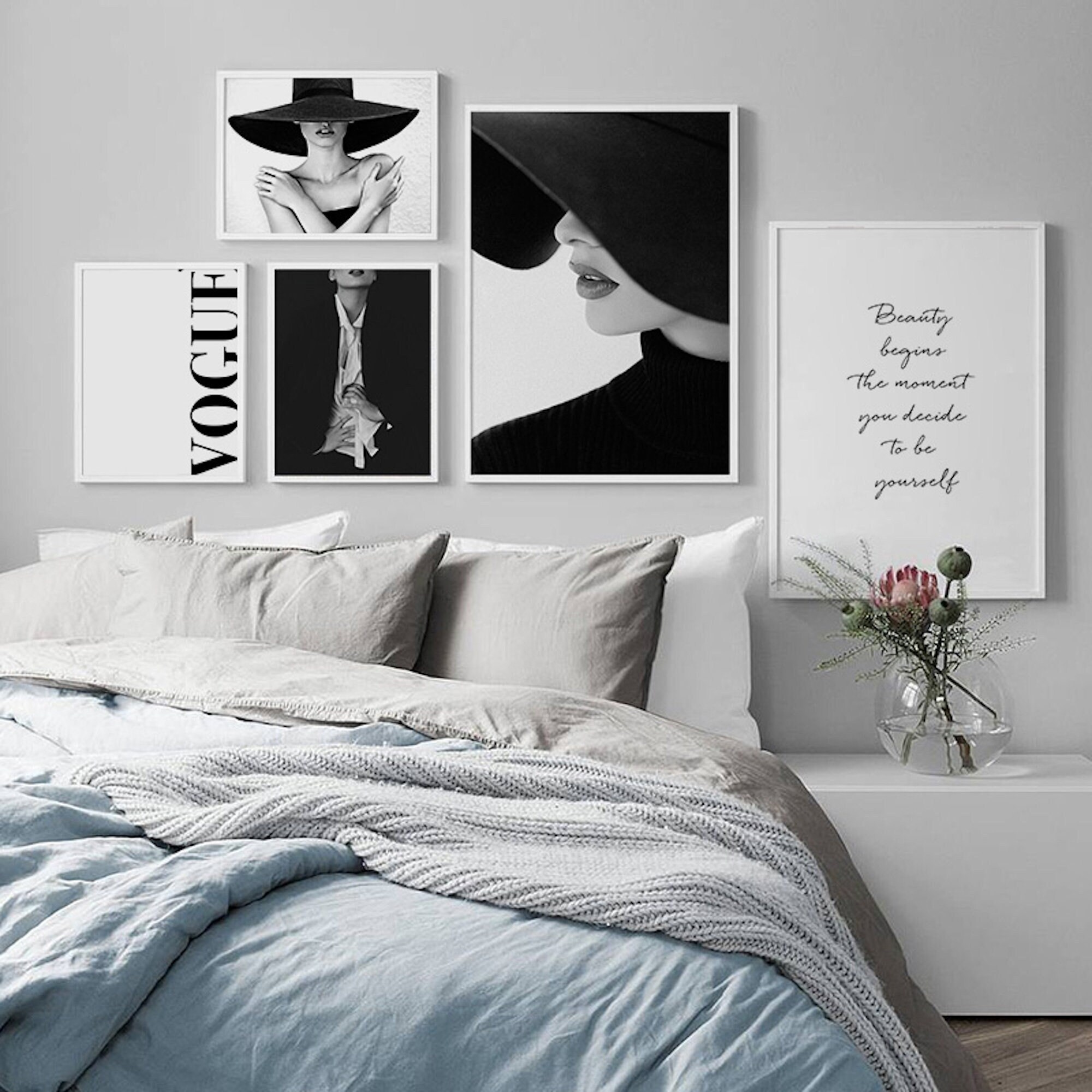 Designer Displays  Turn your bedroom into a work of art  Check out our  website for more stylish prints chanel chanelaccessories chanelartist  coco mono monochromehome monochrome gallerywallposter print inspo  inspiration home decoration 