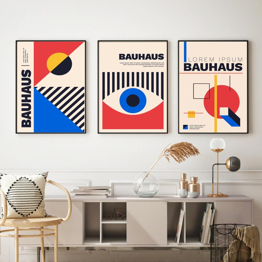 Bauhaus Set of 3 Prints, Framed Bauhaus Poster Wall Art, Vintage ...