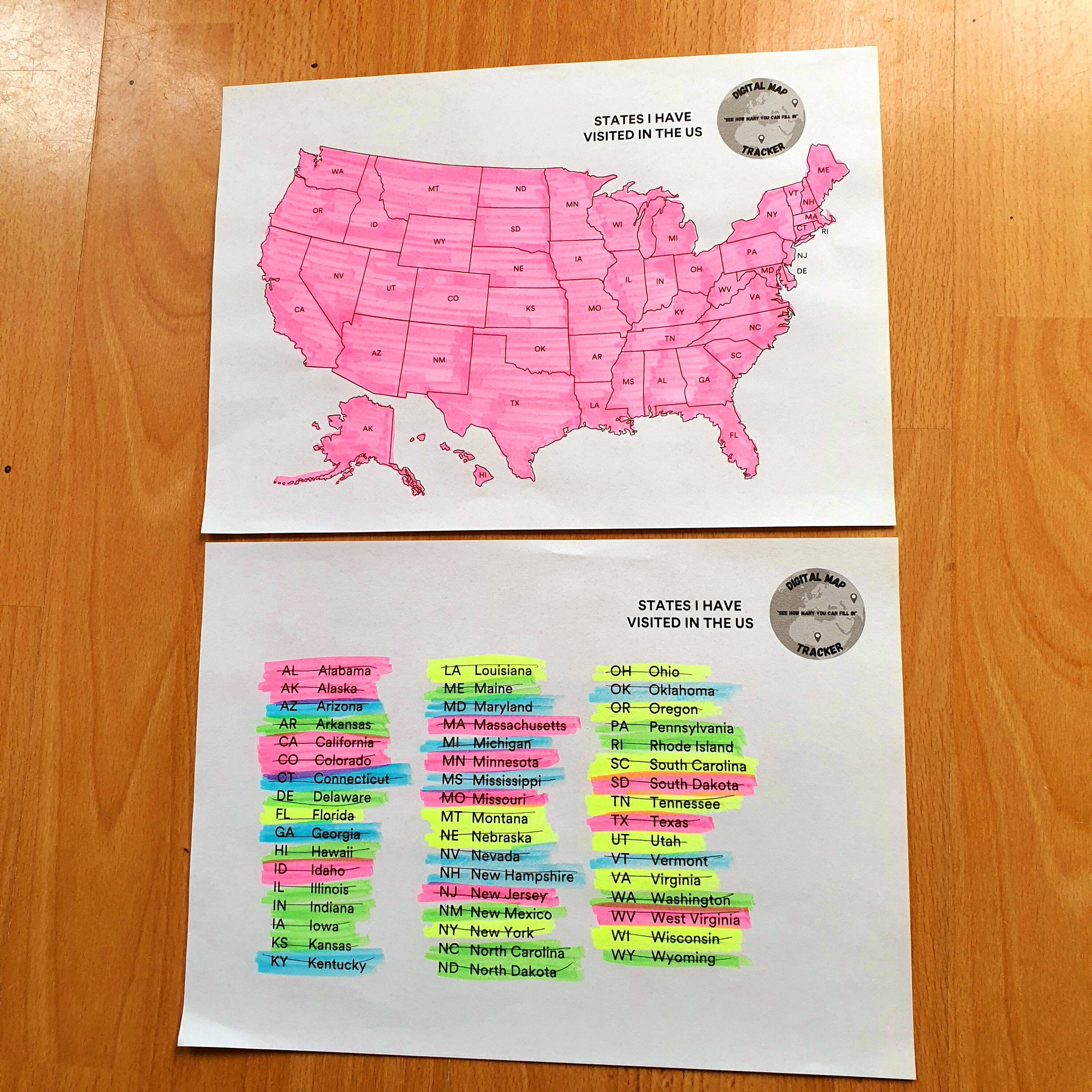PDF Colouring Map Travel Gift Printable Download US Travel Map Guide 1 ...