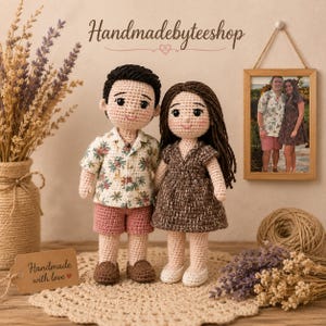 Look ALike-docka, virkad docka, porträttdocka för flicka, virkade amigurumi-personer, porträttdocka, familjeporträttdocka, virkad docka för par