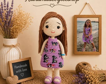 Look ALike Doll Custom Crochet Doll Portrait Girl Doll Amigurumi Crochet People Portrait Doll Gift For Baby Shower Birthday Gift For Kids
