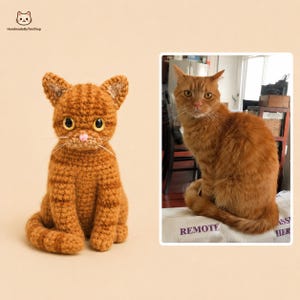 Benutzerdefinierte gehäkelte Katze, benutzerdefinierte Katzenportrait, Erinnerungsgeschenk für Katzenliebhaber, Katze vom Foto, benutzerdefinierte Katzennachbildung, Geburtstagsgeschenk, Weihnachtsgeschenk