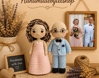 Anniversary Gift For Parents, Anniversary Gift, Memorial Gift, Mom And Dad Portrait,  Custom Crochet Couple, Handmade Couple Doll