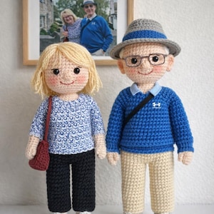 Bambola simile, bambola all'uncinetto personalizzata, bambola con ritratto di ragazza, persone all'uncinetto amigurumi, bambola con ritratto, bambola con ritratto di famiglia, bambola all'uncinetto di coppia