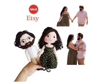Christmas Gift Custom Couple Doll, Look Alike Doll, Crochet Portrait Doll, Couples Gift Wedding Anniversary Gifts Gifts For Husband And Wife