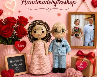 Christmas Gift Custom Couple Doll, Look Alike Doll, Crochet Portrait Doll, Couples Gift Wedding Anniversary Gifts Gifts For Husband And Wife