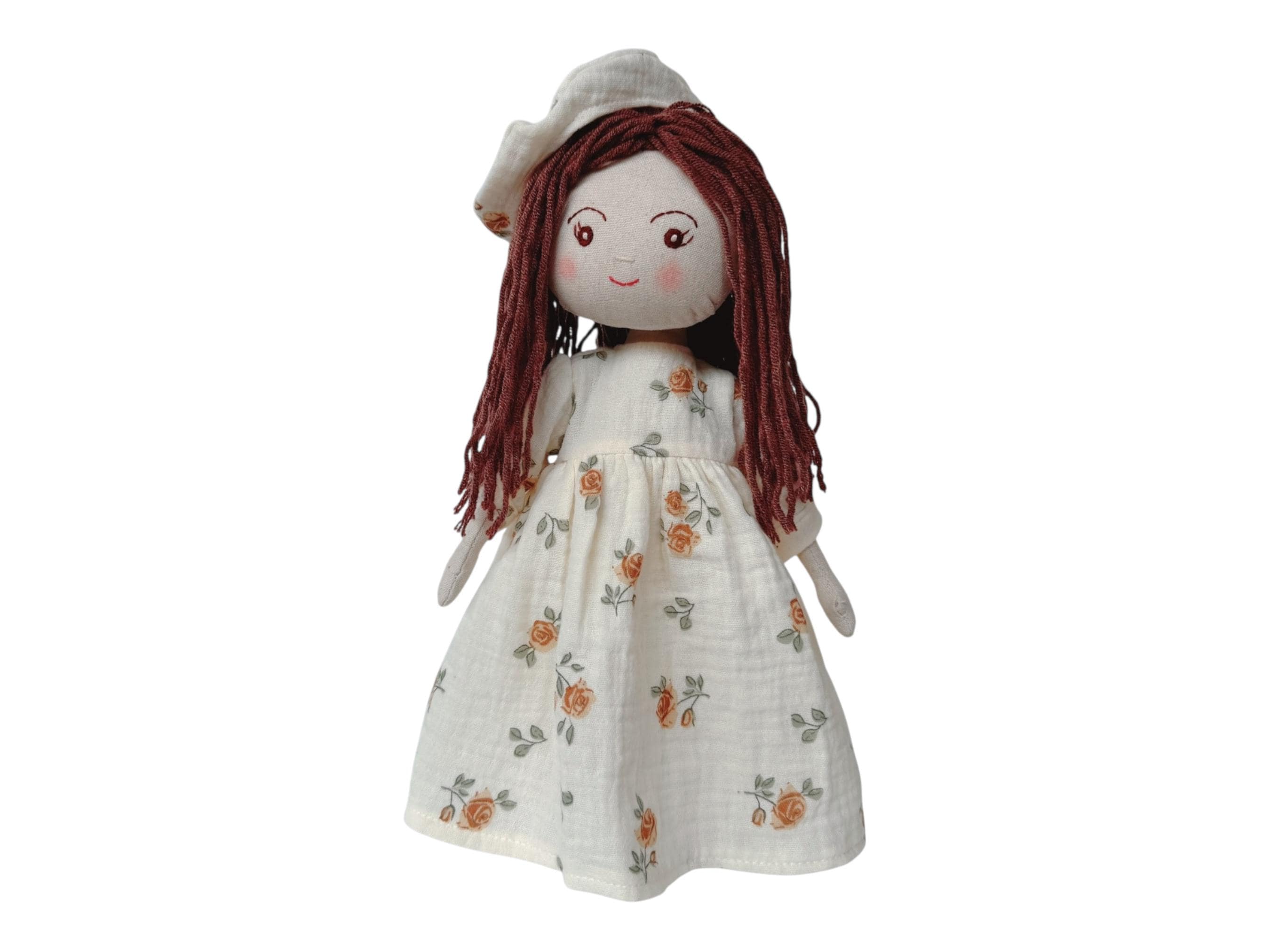 Girl Doll With Rose Dress, Princess Doll, Handmade Girl Doll, Gift For Kid, Cotton Doll,  Textile Doll, Christmas Birthday Gift Fir Kids /10