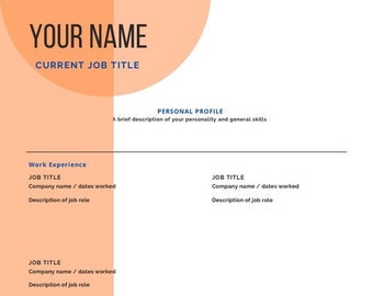 Printable CV template - Orange