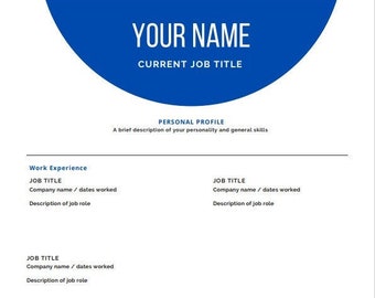 Printable CV template - Dark Blue