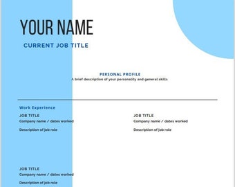 Printable CV template - Blue