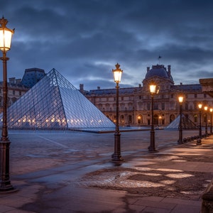 Paris Photography, First Light of Day at the Louvre Museum, Professional Prints on Photo Photographic Paper and Canvas - Multiple Sizes
