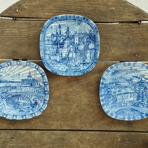 Christmas Porcelain Plate RÖRSTRAND 1987-1988-1989 Sweden, Limited Edition, Collector&#39;s Piece, Designer Gunnar Nylund, Cobalt Blue Plate
