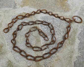 Vintage Metal Chain, Old Rusty Iron Chain, Garden Decoration, Porch Decor, 47.2'' Long