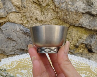 Vintage Norwegian Pewter Shot Cup: Scandinavian Trinket Bowl