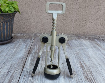 Old Combined Corkscrew/Opener, Metal Corkscrew, Metal Bottle Opener, Wine Bottle Corkscrew, Vintage Kitchen, Retro Gift, Bar Accessory