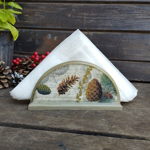 Hölzerner Kiefern Kegel Entwurf Papierserviettenhalter, Weinlese Serviettenhalter, Decoupage, Karten- und Briefhalter, Serviettenaufbewahrung, Kaffeefilterhalter