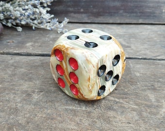 Large Onyx Dice, Marble Dice, Onyx Figure, Vintage Onyx Dice, Office Decoration, Souvenir, 2.1'' x 2.1'', Father's Day Gift, Stone Dice