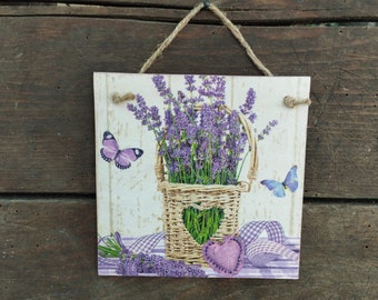 Lavender Wooden Wall Sign Decoupage Decor