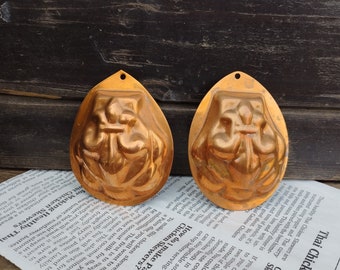 Set vintage di 2 stampi in rame, decorazioni da cucina sospese, piccoli stampi svedesi per gelatine