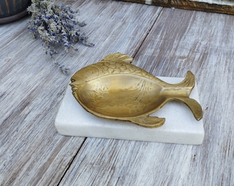 Vintage Bronze Fish Ashtray on White Marble Base - Etsy New Zealand