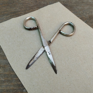 Old Small Metal Scissors for Cutting Paper, Vintage Paper Scissors, Craft Workshop Decoration, Rusty Mini Scissors, Photo Prop