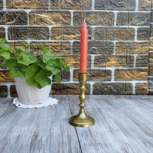 Vintage Brass Candle Holder, Metal Candle Holder, Altar Decoration, Fireplace Decoration, Single Candle Stand, Table Candle Holder, Old