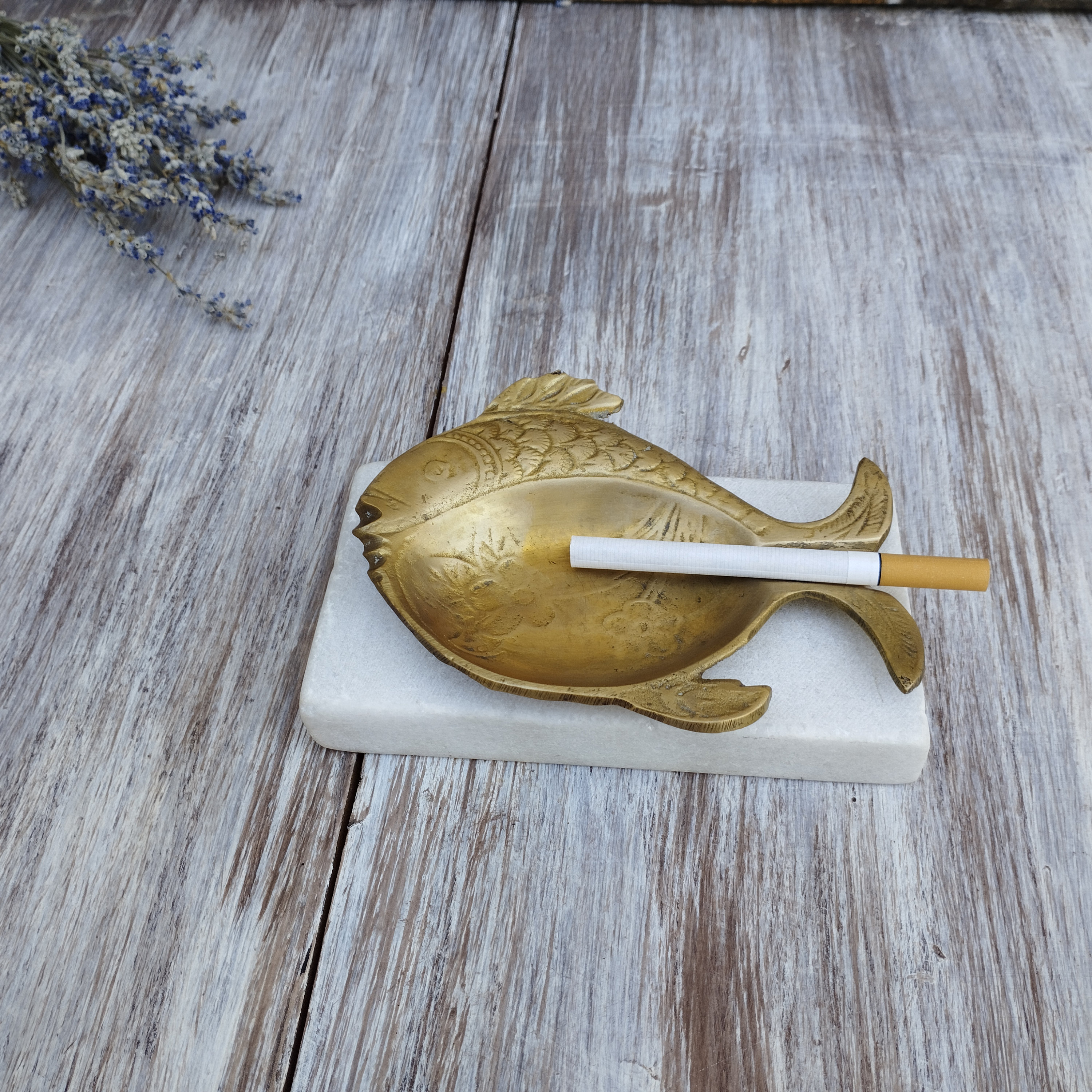 Vintage Bronze Fish Ashtray on White Marble Base - Etsy New Zealand