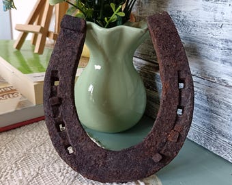 Antique Rusty Iron Horseshoe: Hand Forged Farmhouse Decor