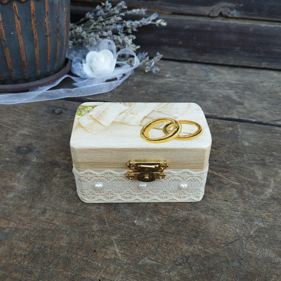 Wedding Ring Box Lace Box Decoupage Wooden Box Jewelry Box Engagement Ring Box Delicate Box for the Newlyweds Special Day Small Box Etsy UK