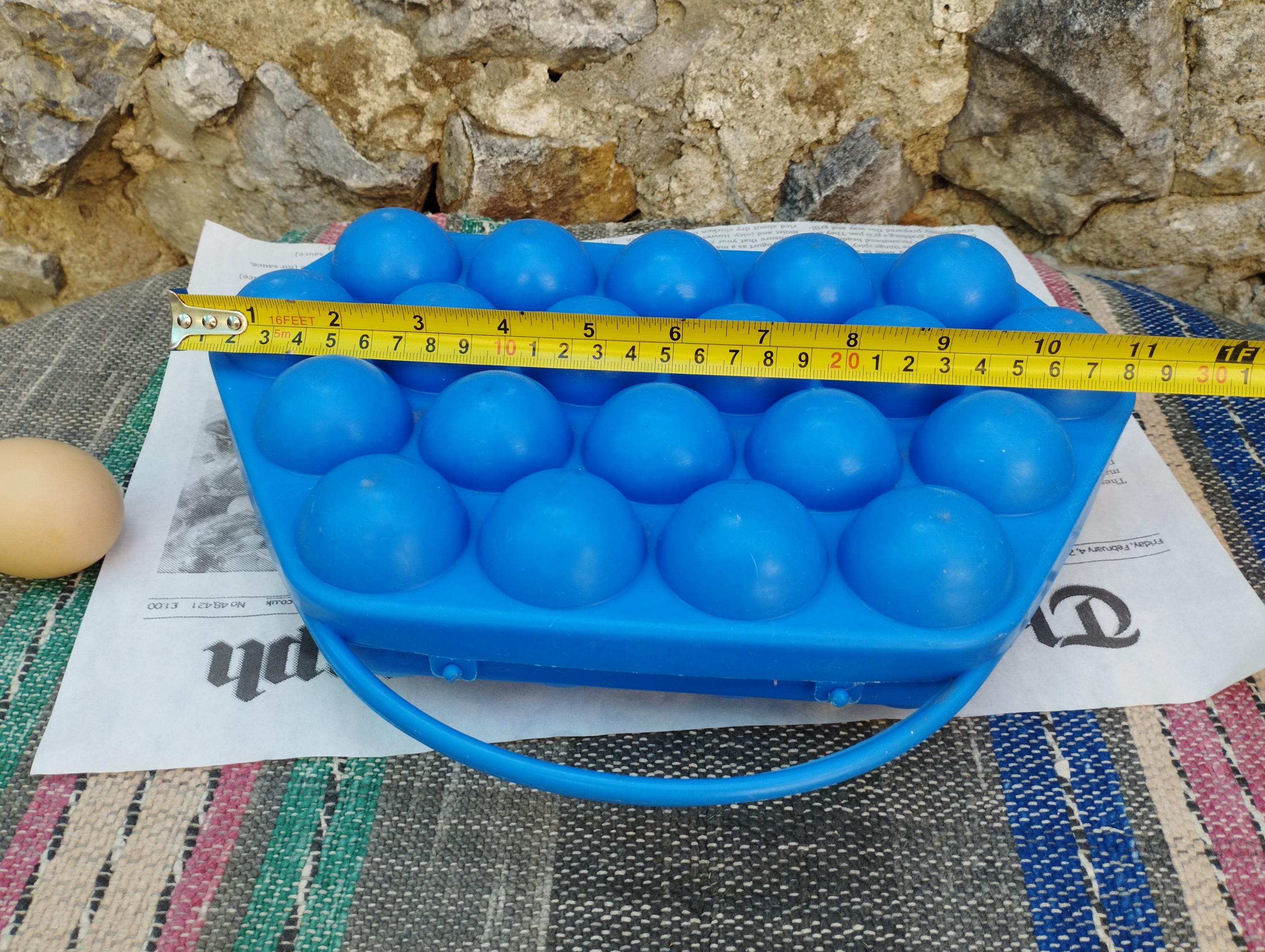 Vintage Soviet 20 Egg Shopping Bag, Plastic Blue Egg Box With
