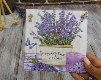 Lavender Wooden Wall Sign Decoupage Provence Style Home Decor