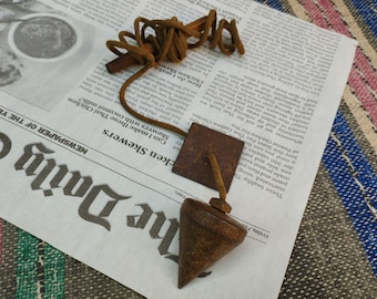 Vintage Iron Conic Plumb Bob: Rusty Antique Tool