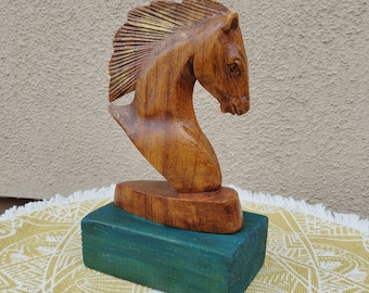 Vintage Hand Carved Wooden Horse Head Bust