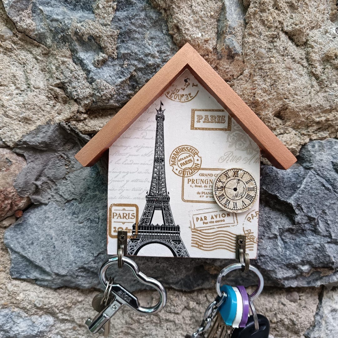 Eiffel Tower Key Holder: Handmade Wooden French Decor With 2 Hooks - Etsy