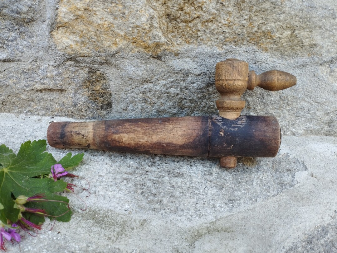 Antique Wooden Barrel Tap, 7.8'' Long, Keg Tap, Primitive Wine Tap