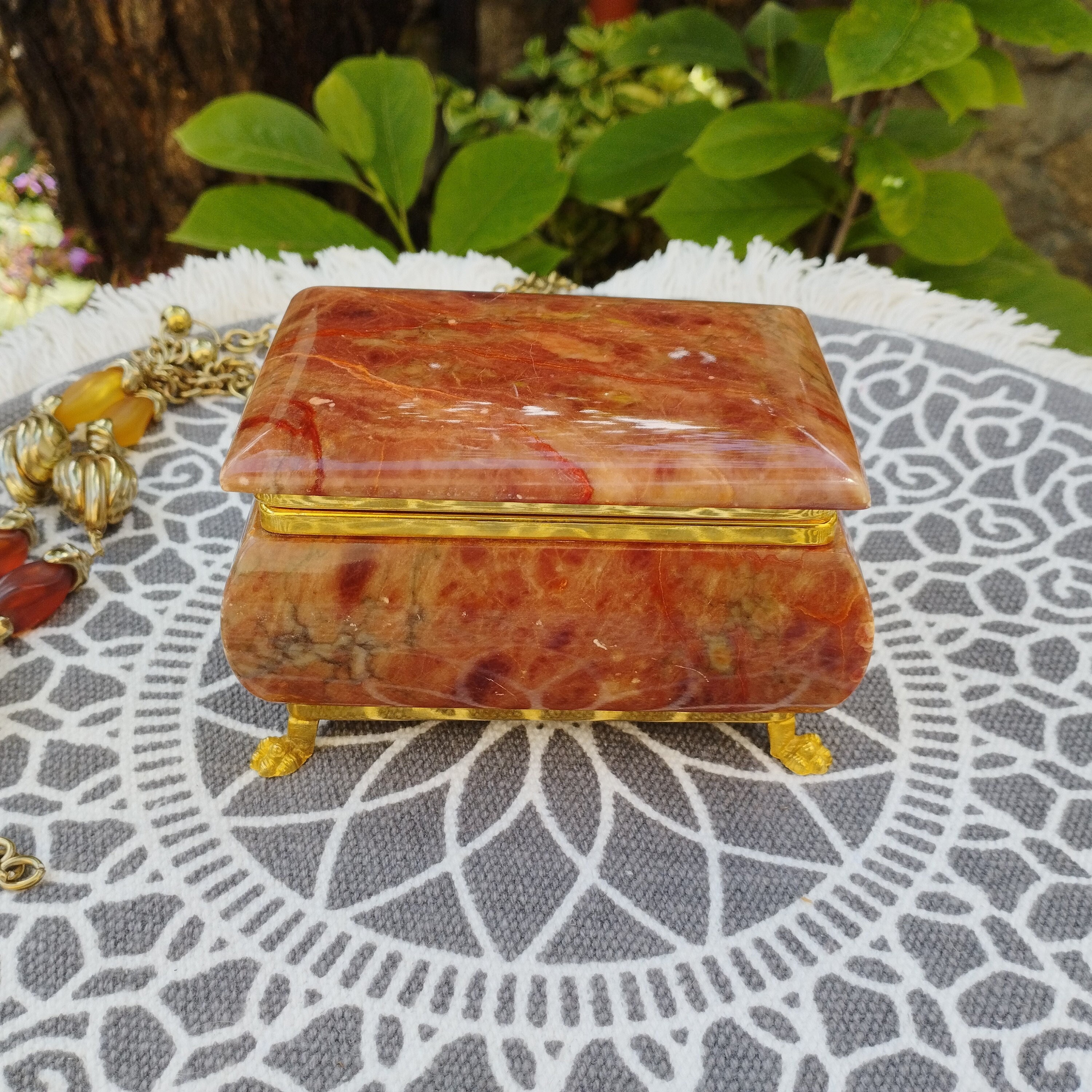 Vintage Alabaster Jewelry Box, Italian Trinket Box, Amazing Vintage Alabaster Jewelry Box, Italian Trinket Box, Amazing